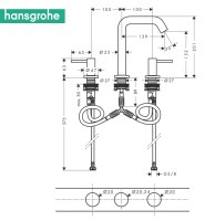 MEDIDAS BATERIA LAVABO 150 TECTURIS S HANSGROHE